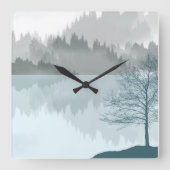 Landschapsreflectie Meer bomen Groen Vierkante Klok (Voorkant)