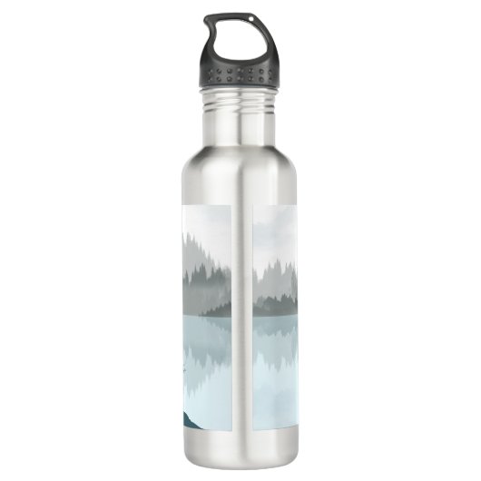 Landschapsreflectie Meer bomen Groen Waterfles (Achterkant)