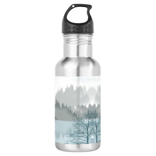 Landschapsreflectie Meer bomen Groen Waterfles (Voorkant)