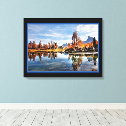 Landschapsrivier in herfst canvasprint canvas afdruk (Insitu (Houten vloer))