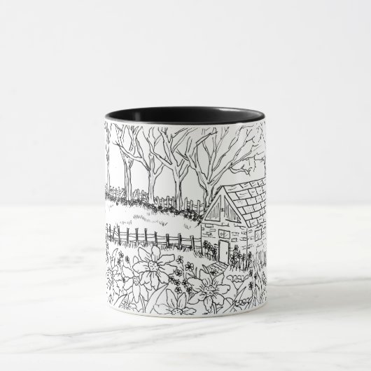 Landschapsscène Pen & inkt Mok (Midden)