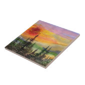 Landschapsschemering die zonkeramische tegels laat tegeltje (Zijkant)