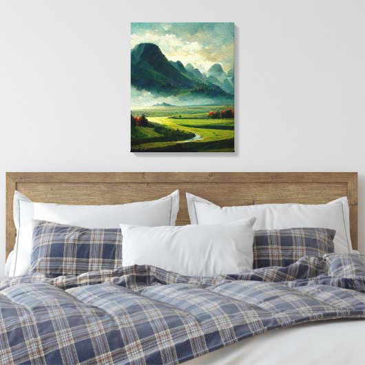 Landschapsschilderende schilderkunst canvas afdruk (Insitu (Slaapkamer))