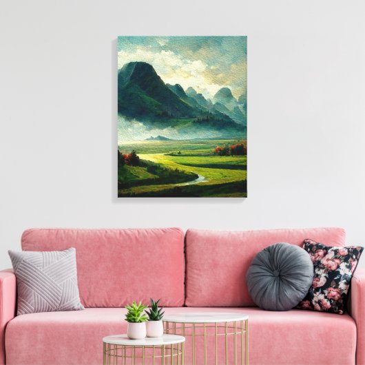 Landschapsschilderende schilderkunst canvas afdruk (Insitu (Woonkamer))