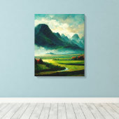 Landschapsschilderende schilderkunst canvas afdruk (Insitu (Houten vloer))