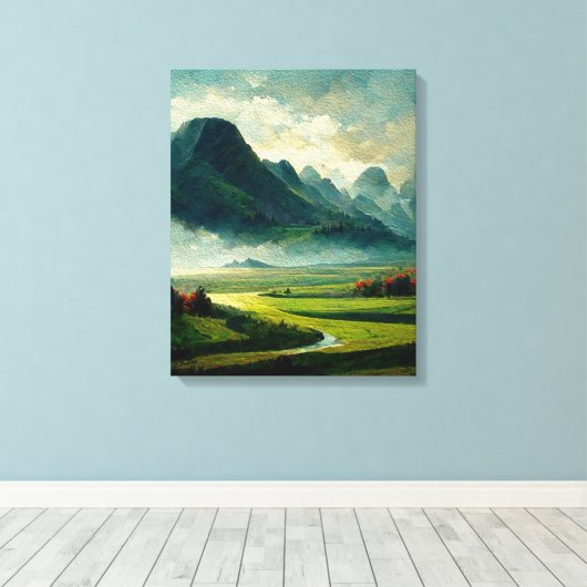 Landschapsschilderende schilderkunst canvas afdruk (Insitu (Houten vloer))