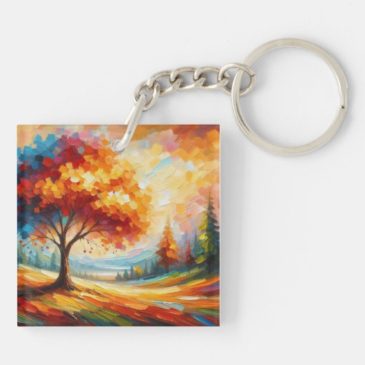 Landschapsschilderij met heldere kleuren-96771 sleutelhanger (Achterkant)