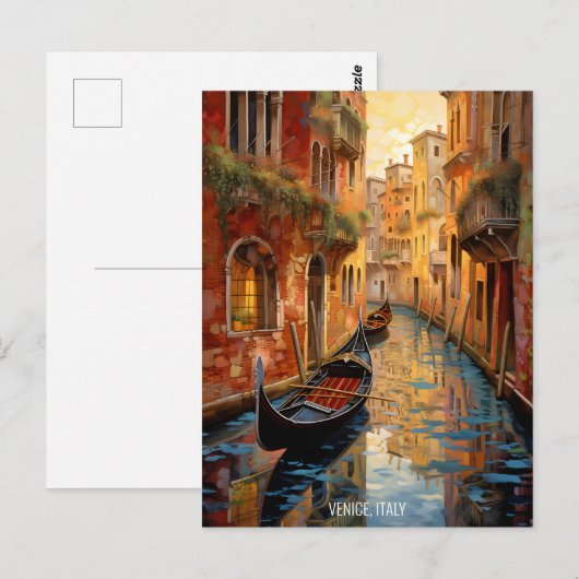 Landschapsschilderij Venetië Canals Italië Reizen  Briefkaart (Voorkant / Achterkant)