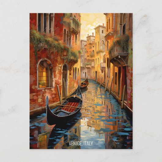 Landschapsschilderij Venetië Canals Italië Reizen Briefkaart (Voorkant)