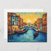 Landschapsschilderij Venetië Canals Italië Reizen  Briefkaart (Voorkant / Achterkant)