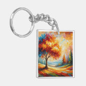 Landschapsschildering met felle kleuren sleutelhanger (Voorkant Links)