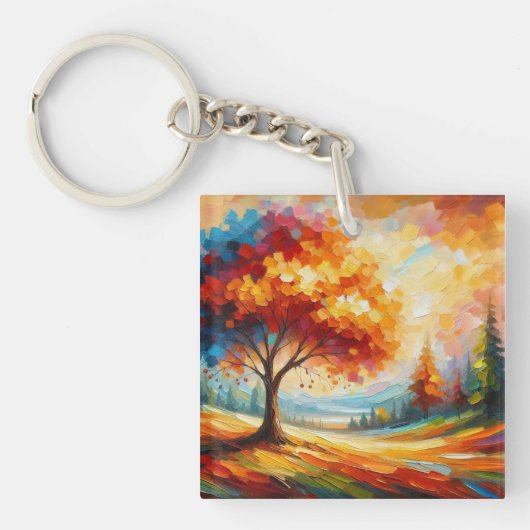 Landschapsschildering met felle kleuren sleutelhanger (Voorkant)