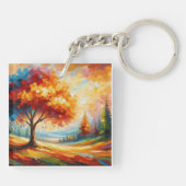 Landschapsschildering met felle kleuren sleutelhanger (Achterkant)