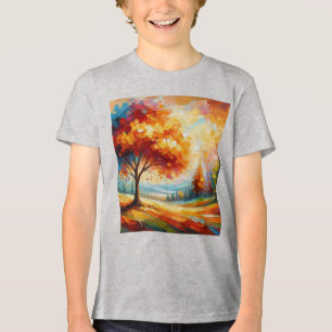 Landschapsschildering met felle kleuren Tri-Blend shirt