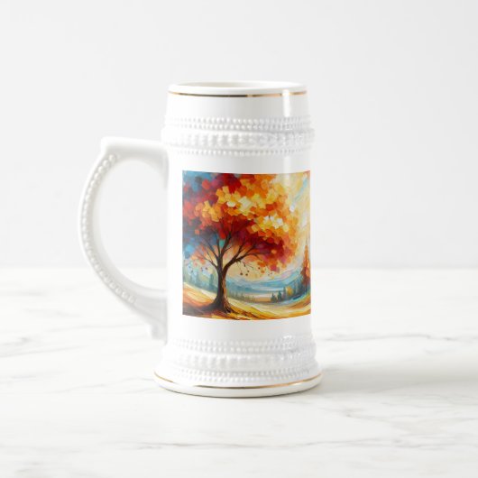 Landschapsschildering met heldere kleuren bierpul (Links)