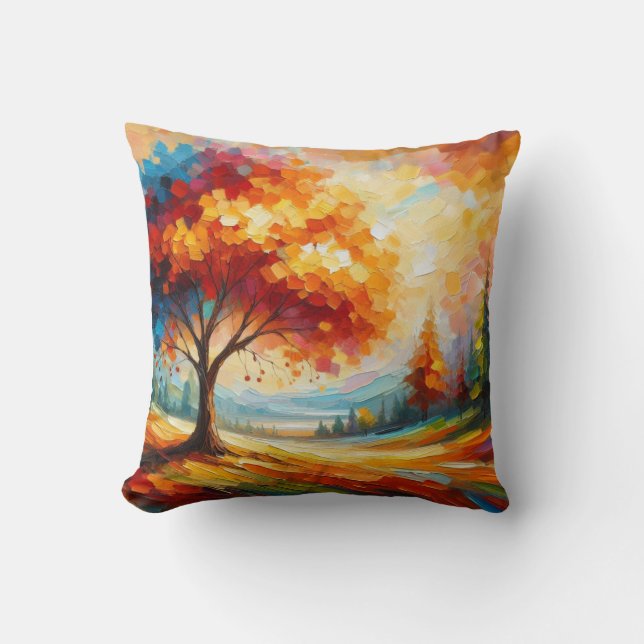 Landschapsschildering met heldere kleuren kussen (Voorkant)