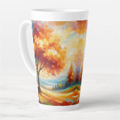 Landschapsschildering met heldere kleuren latte mok (Linkerhoek)