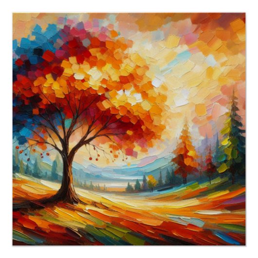 Landschapsschildering met heldere kleuren perfect poster (Voorkant)