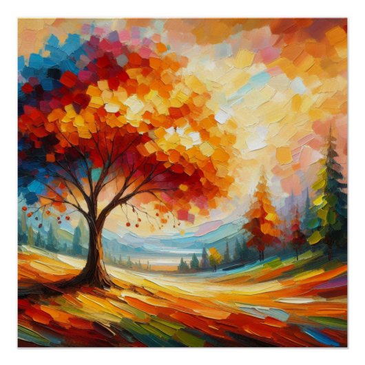 Landschapsschildering met heldere kleuren perfect poster (Voorkant)
