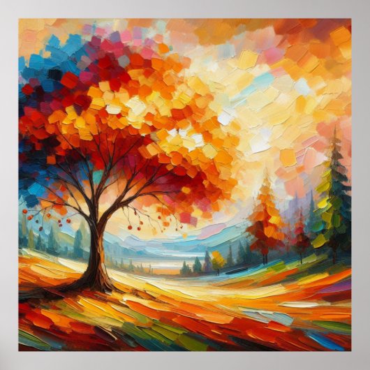 Landschapsschildering met heldere kleuren poster (Voorkant)