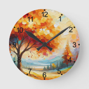Landschapsschildering met heldere kleuren ronde klok
