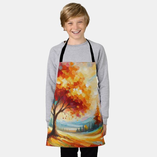 Landschapsschildering met heldere kleuren schort (Gedragen)