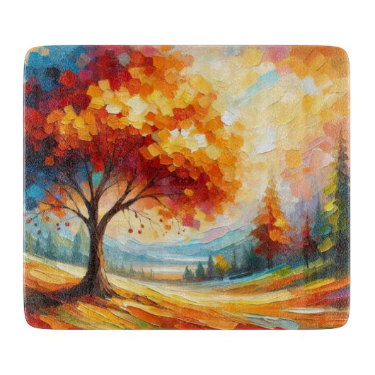 Landschapsschildering met heldere kleuren snijplank (Voorkant)