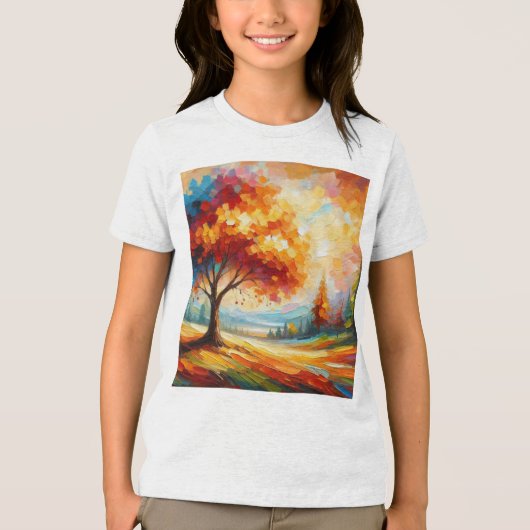 Landschapsschildering met heldere kleuren Tri-Blend shirt (Voorkant)