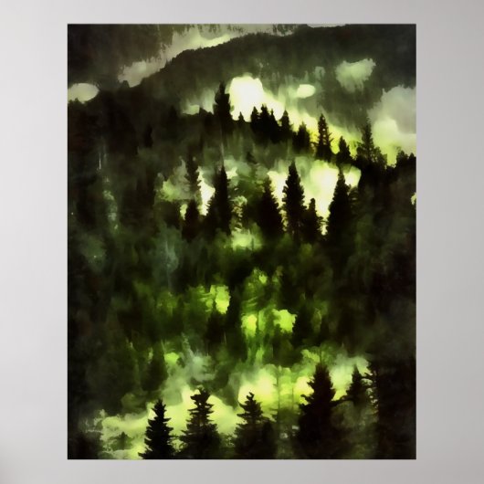 Landschapsschildering van bossen met bossen poster (Voorkant)