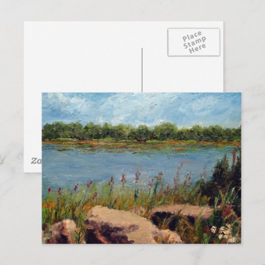 Landschapsschildering van de Missouri-rivieroever Briefkaart (Voorkant / Achterkant)