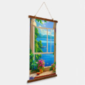 Landschapsschildering van het meer hangend wandkleed (Gebogen)