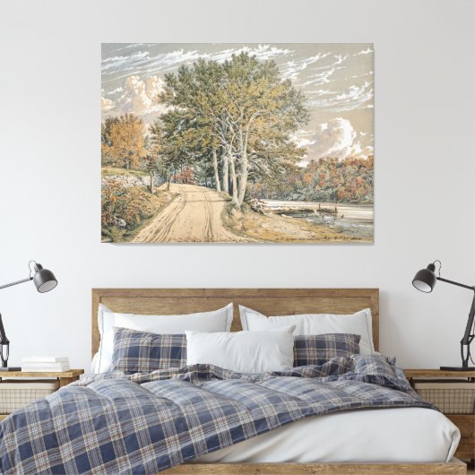landschapsschilderkunst Harlem River Canvas Afdruk (Insitu (Slaapkamer))