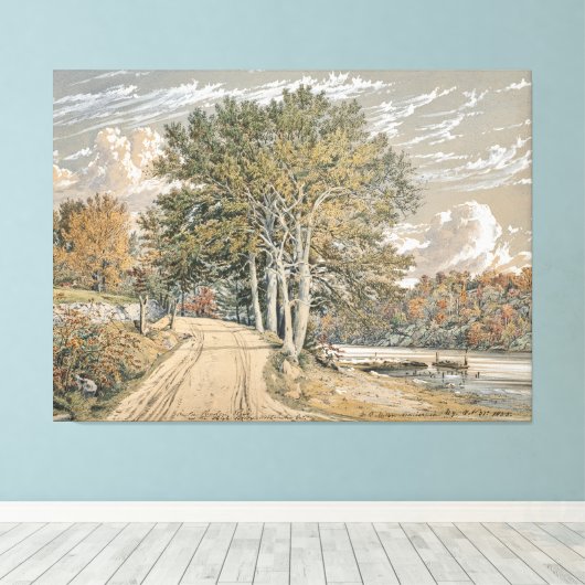 landschapsschilderkunst Harlem River Canvas Afdruk (Insitu (Houten vloer))