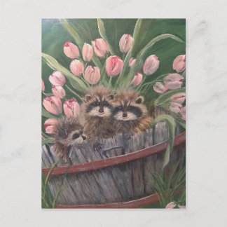 landschapsschilderkunst natuur Racoons Briefkaart