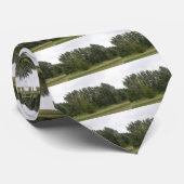 Landschapsstrik met rij scheve bomen stropdas (Opgerold)