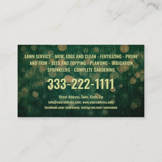 Landschapstuinman voor commercieel vastgoed visitekaartje (Achterkant)