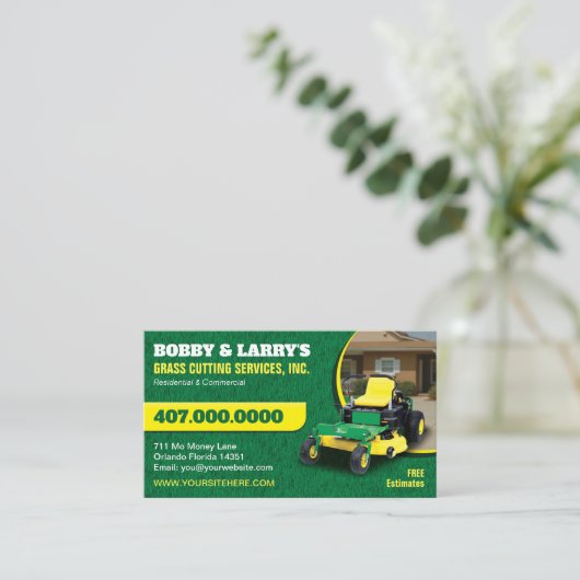 Landschapsverzorging grasgras snijdend Visitekaart Visitekaartje (Staand voorkant)