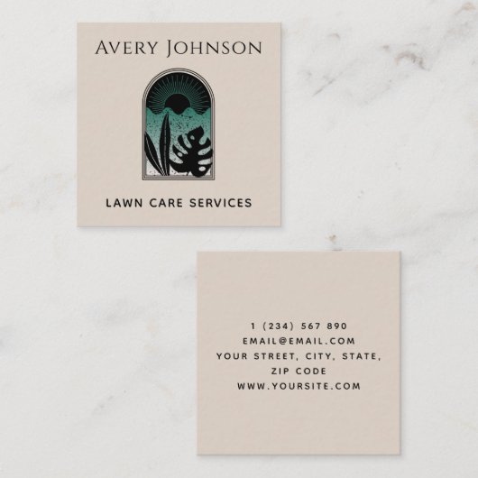 Landschapsverzorging in tuingkunst Deco Tropisch Vierkante Visitekaartje (Voorkant / Achterkant)