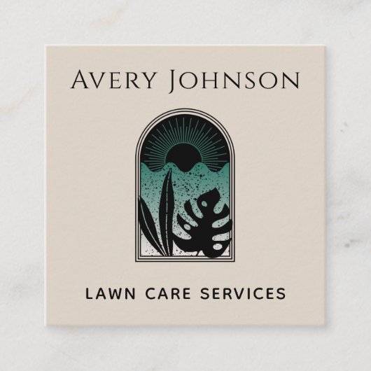 Landschapsverzorging in tuingkunst Deco Tropisch Vierkante Visitekaartje (Voorkant)