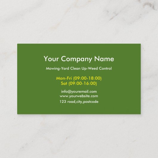Landschapsverzorging Visitekaartje (Achterkant)