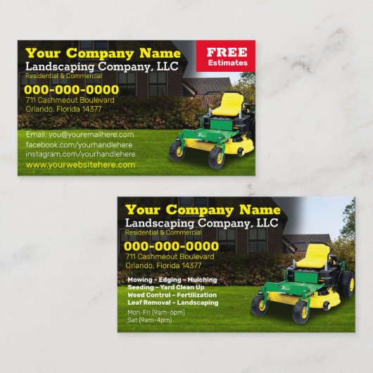 Landschapsverzorging Visitekaartje grassnijders (Voorkant / Achterkant)