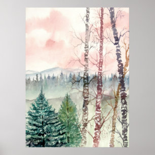 landschapsvogelschilderij poster