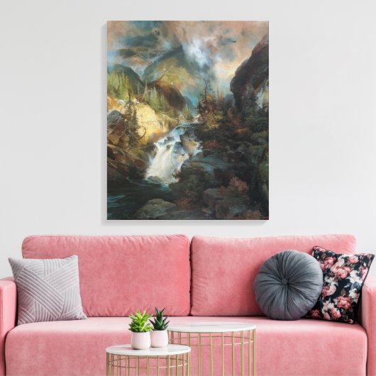 landschapswaterval in bergen door Moran Canvas Afdruk (Insitu (Woonkamer))