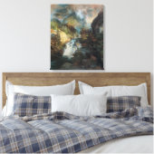  landschapswaterval in bergen door Moran Canvas Afdruk (Insitu (Slaapkamer))