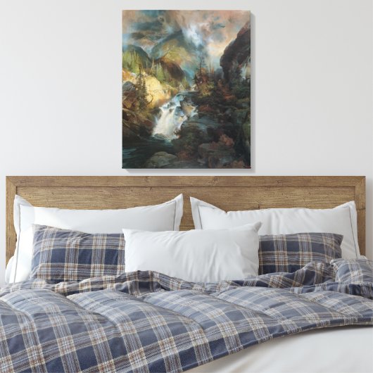  landschapswaterval in bergen door Moran Canvas Afdruk (Insitu (Slaapkamer))