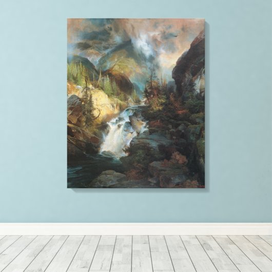  landschapswaterval in bergen door Moran Canvas Afdruk (Insitu (Houten vloer))