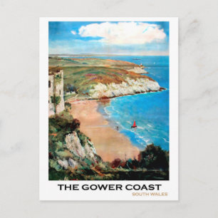 Landschapszicht op de Gower-kust, Zuid-Wales Briefkaart
