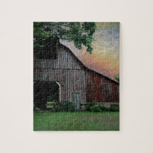 landschapszonneschijn boerderij landschap oude rod legpuzzel