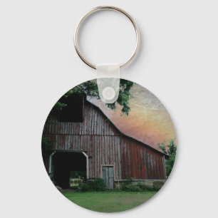 landschapszonneschijn boerderij landschap oude rod sleutelhanger