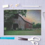 landschapszonneschijn boerderij landschap oude rod tissuepapier (Craft)